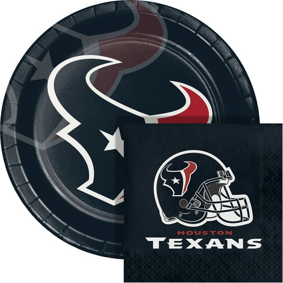 NFL Houston Texans 9" Paper Plate and 6.5" Napkin Party Kit 48 Count