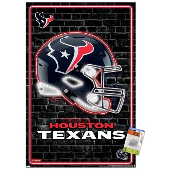 NFL Houston Texans - Neon Helmet 24 Wall Poster with Pushpins, 22.375" x 34"