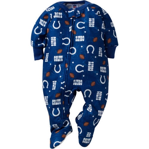 Nfl Indianapolis Colts Infant Boys' Zip-up Blanket Sleeper - 0-3m