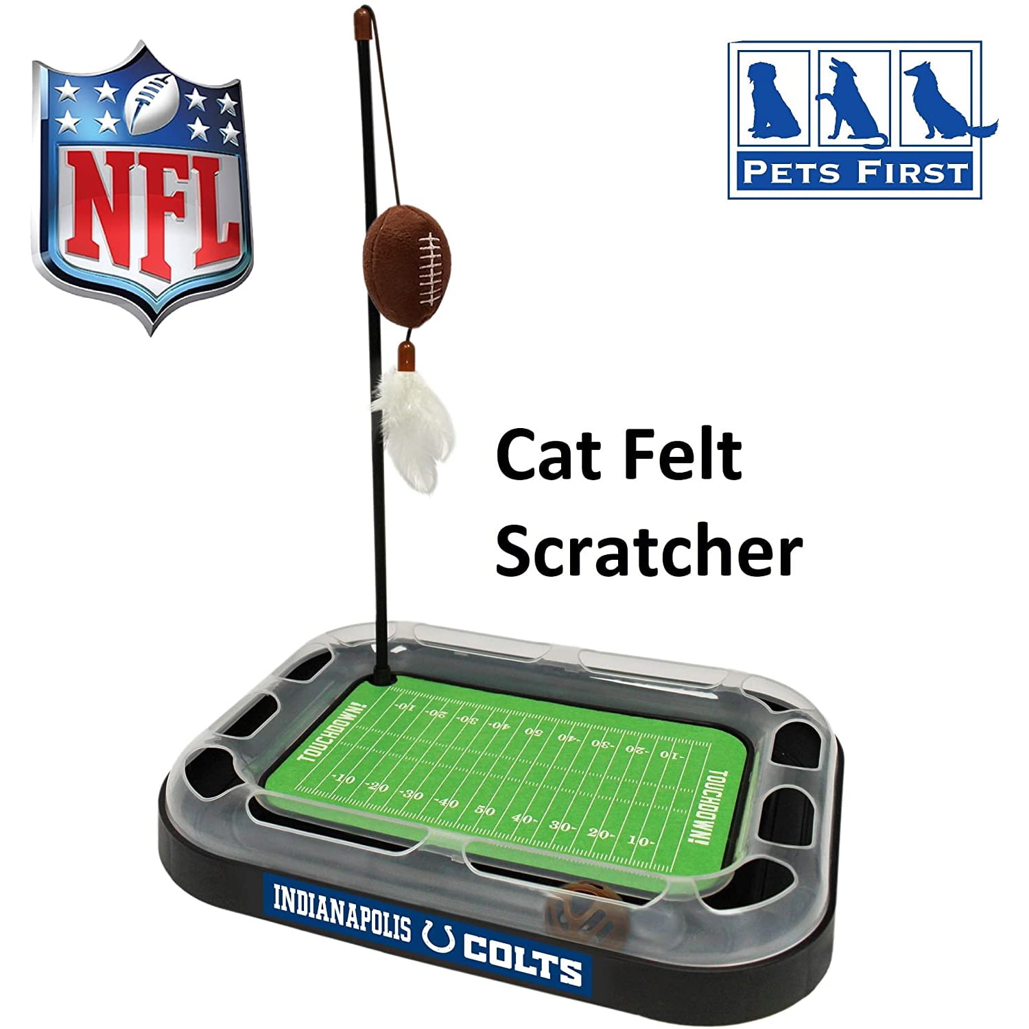 NFL Indianapolis Colts CAT Scratcher Toy with Catnip Plush & Feather Cat and Kitty Toy