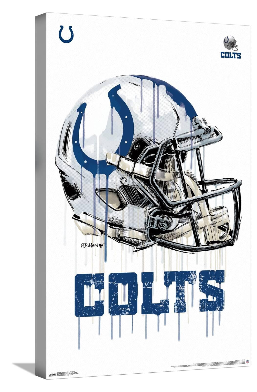 NFL Indianapolis Colts - Drip Helmet 20 Canvas Wall Poster, 14.725