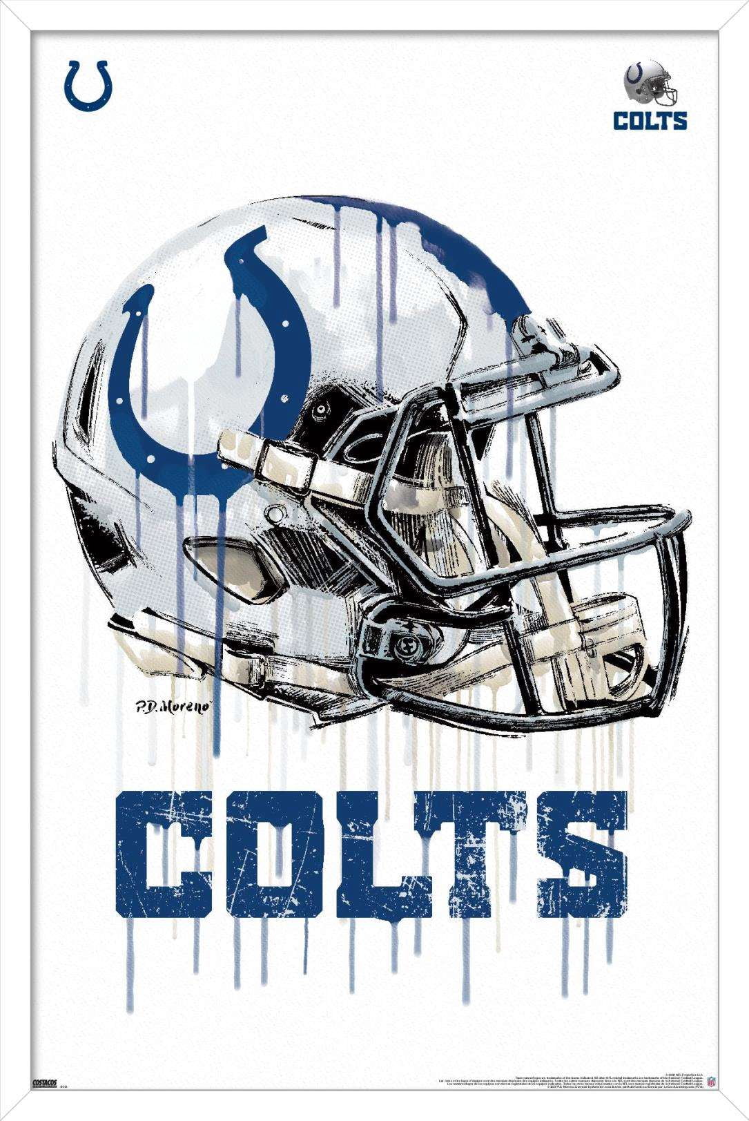 NFL Indianapolis Colts - Drip Helmet 20 Wall Poster, 14.725" x 22.375", Framed