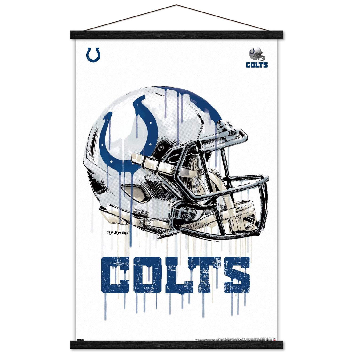 NFL Indianapolis Colts - Drip Helmet 20 Wall Poster with Wooden ...