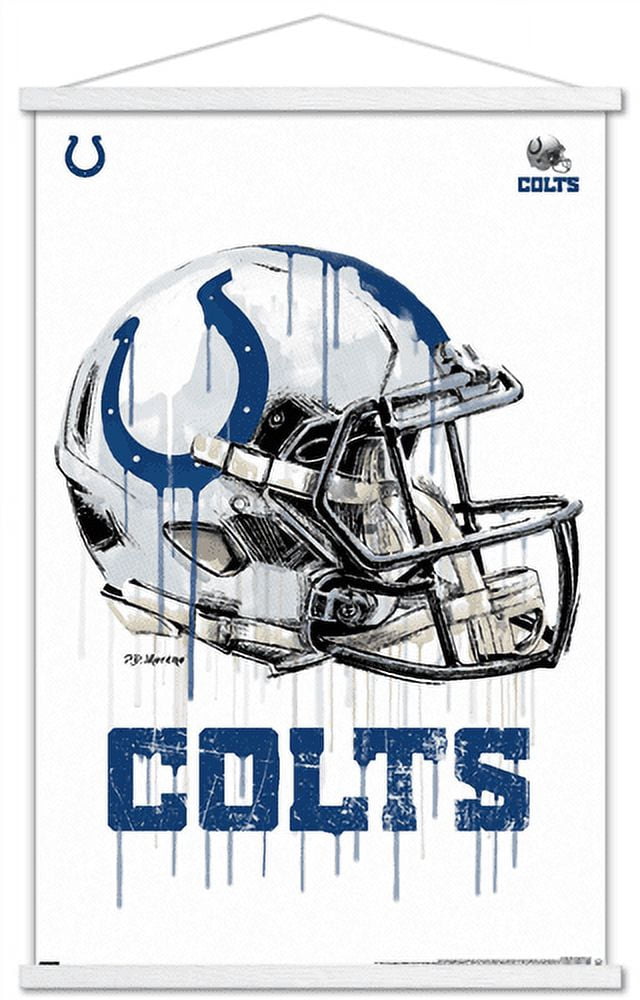 NFL Indianapolis Colts - Drip Helmet 20 Wall Poster with Wooden ...
