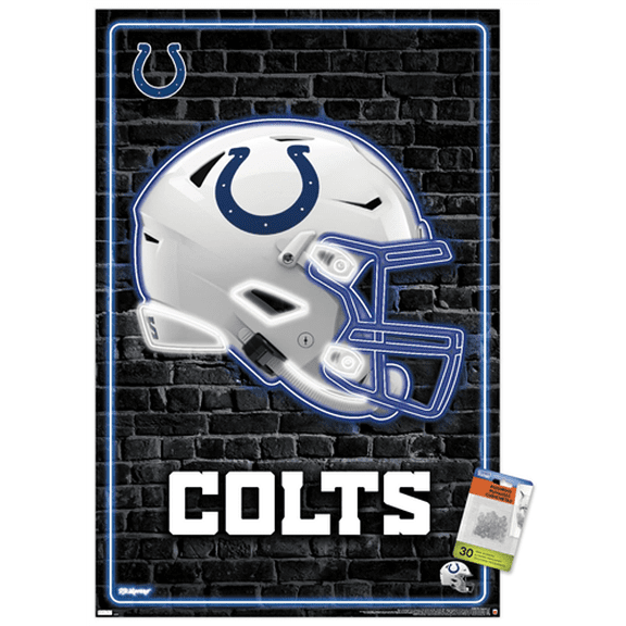 NFL Indianapolis Colts - Neon Helmet 23 Wall Poster with Push Pins, 22.375" x 34"