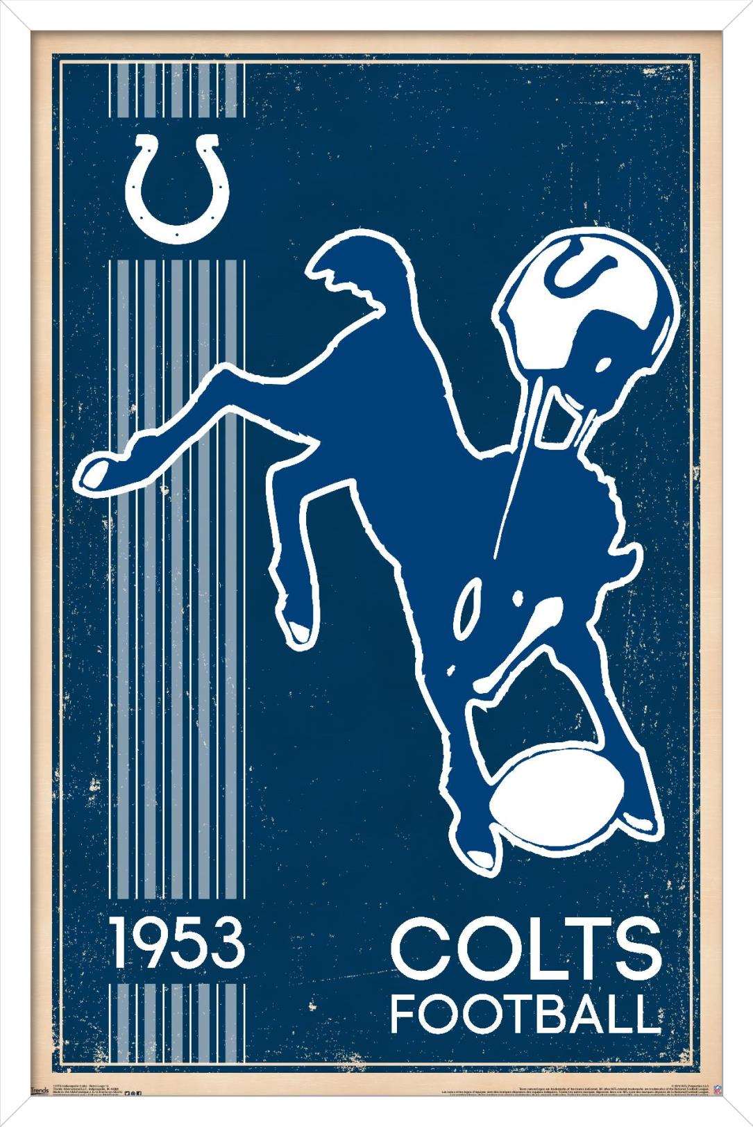 NFL Indianapolis Colts - Retro Logo 14 Wall Poster, 14.725" x 22.375", Framed