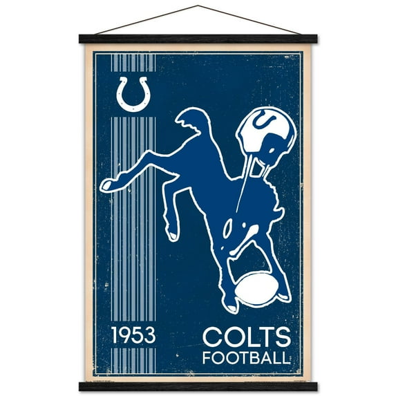 NFL Indianapolis Colts - Retro Logo 14 Wall Poster with Wooden Magnetic Frame, 22.375" x 34"