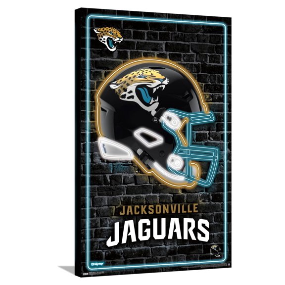 NFL Jacksonville Jaguars - Neon Helmet 23 Canvas Wall Poster, 22.375" x 34"