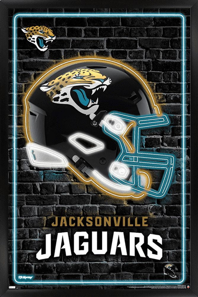 NFL Jacksonville Jaguars - Neon Helmet 23 Wall Poster, 14.725" x 22.375" Framed