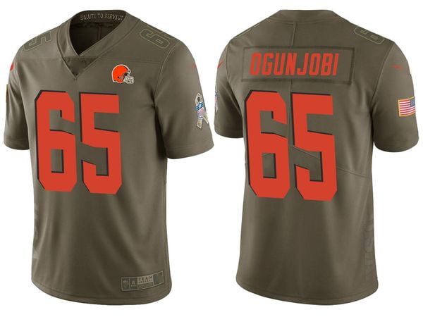 Cleveland Browns No6 Baker Mayfield Men's Nike 2019 Olive Camo Salute To Service Limited Jersey