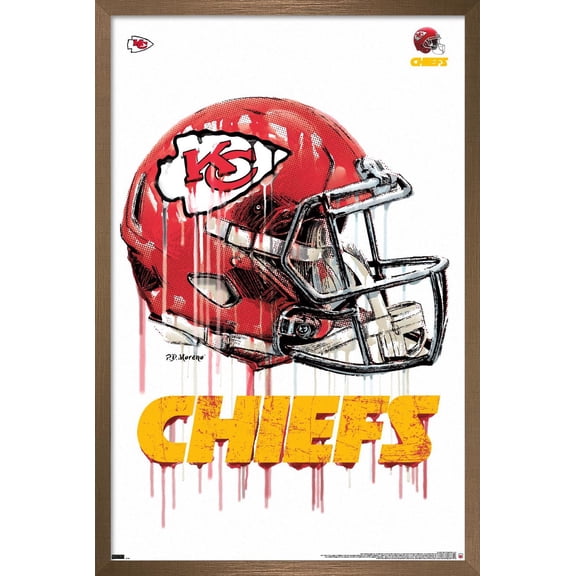 NFL Kansas City Chiefs - Drip Helmet 20 Wall Poster, 14.725" x 22.375", Framed