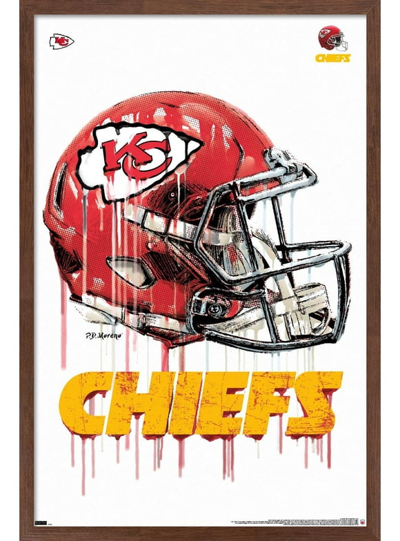 NFL Kansas City Chiefs - Drip Helmet 20 Wall Poster, 14.725" x 22.375", Framed