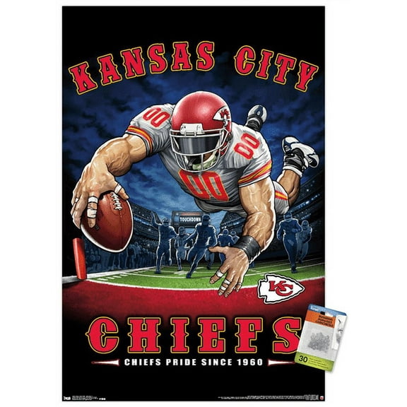 NFL Kansas City Chiefs - End Zone 17 Wall Poster with Push Pins, 22.375" x 34"