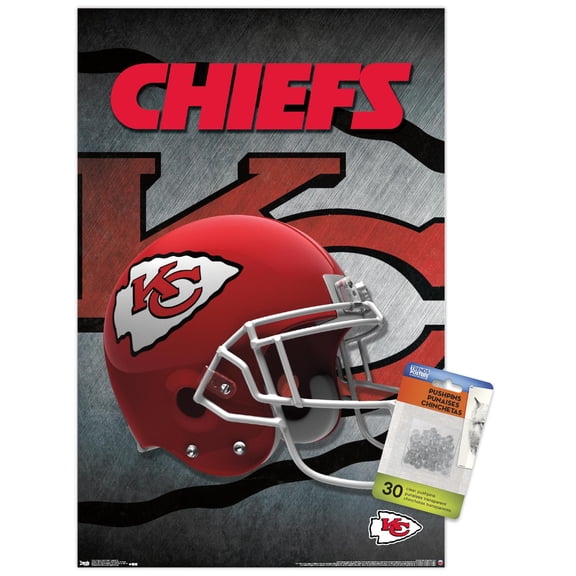 NFL Kansas City Chiefs - Helmet 16 Wall Poster with Push Pins, 14.725" x 22.375"