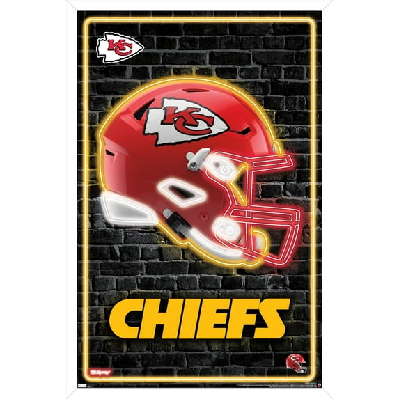NFL Kansas City Chiefs - Neon Helmet 23 Wall Poster, 14.725" x 22.375" Framed