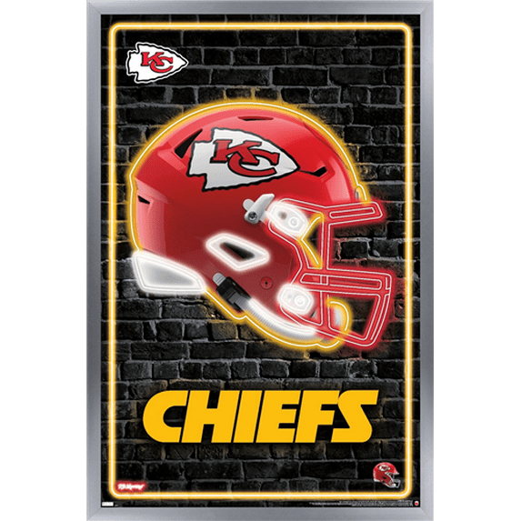 NFL Kansas City Chiefs - Neon Helmet 23 Wall Poster, 22.375" x 34" Framed