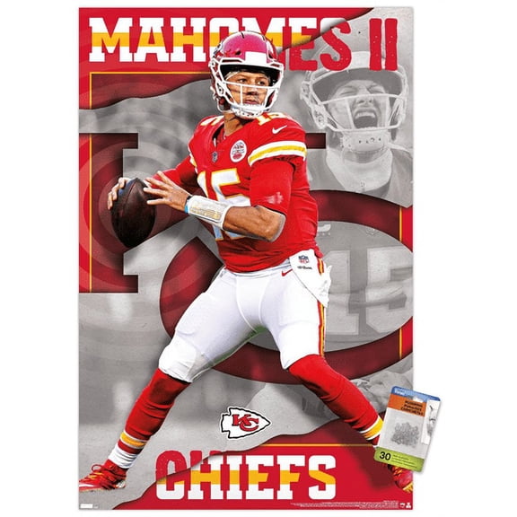 NFL Kansas City Chiefs - Patrick Mahomes II 22 Wall Poster with Push Pins, 22.375" x 34"