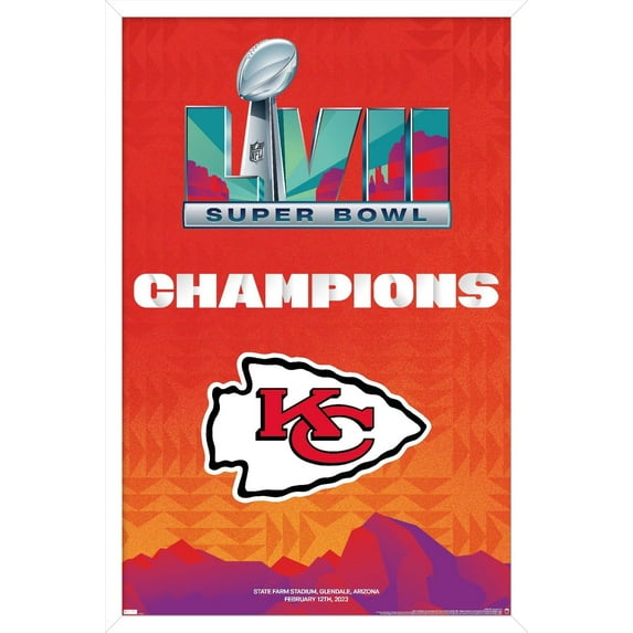 NFL Kansas City Chiefs - Super Bowl LVII Team Logo Wall Poster, 22.375" x 34" Framed