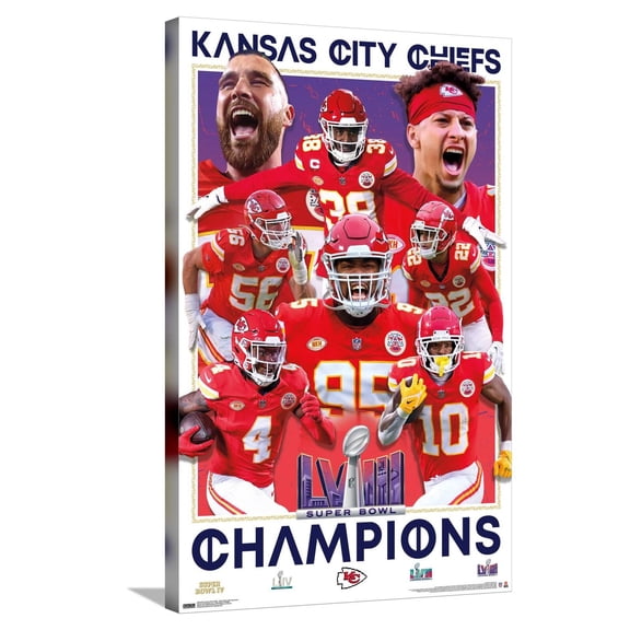 NFL Kansas City Chiefs - Super Bowl LVIII Champions Canvas Wall Poster, 22.375" x 34"