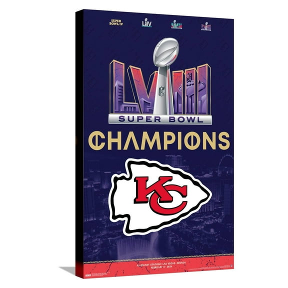 NFL Kansas City Chiefs - Super Bowl LVIII Team Logo Canvas Wall Poster, 14.725" x 22.375"