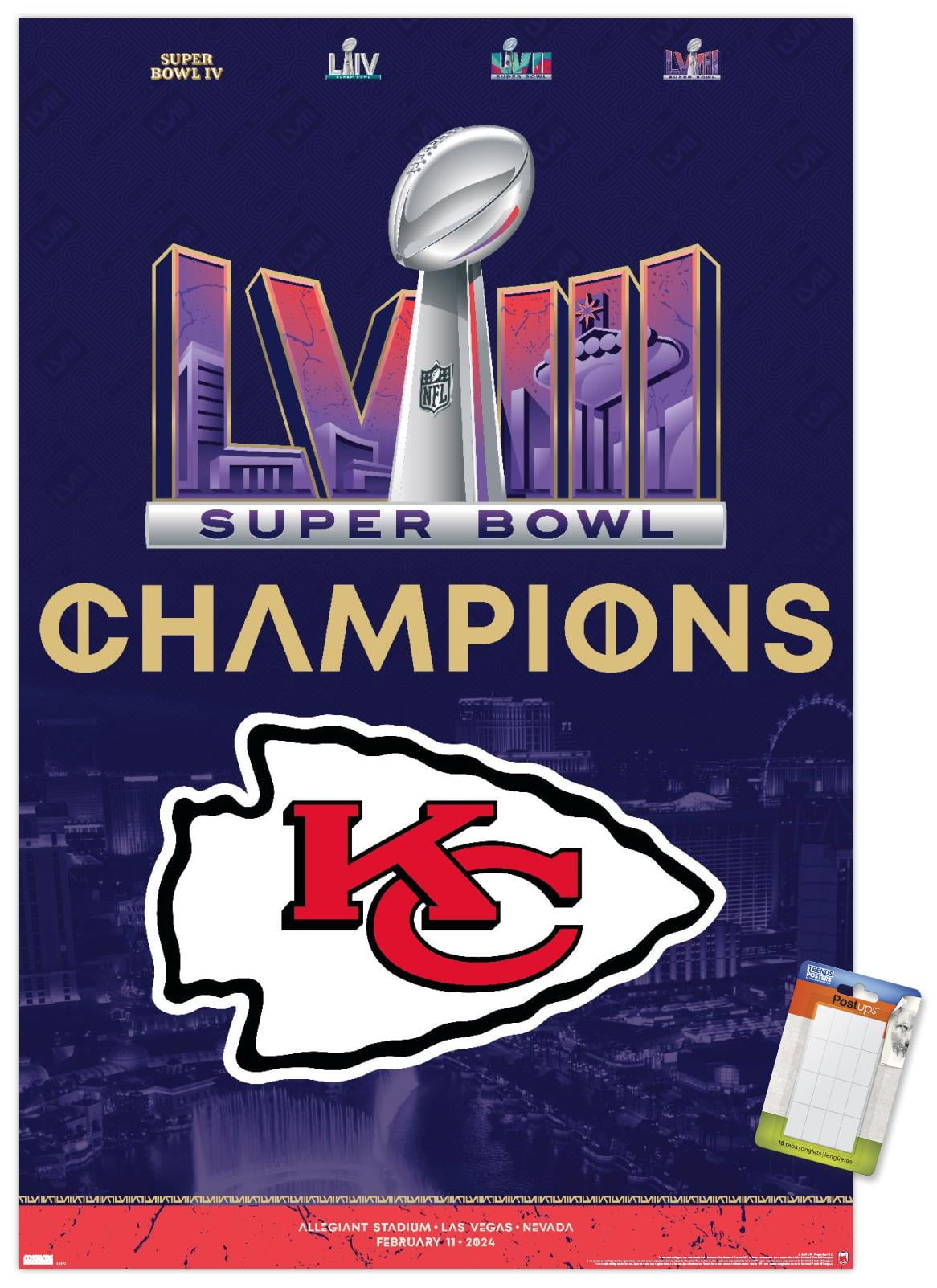 NFL Kansas City Chiefs - Super Bowl LVIII Team Logo Wall Poster, 14.725 ...