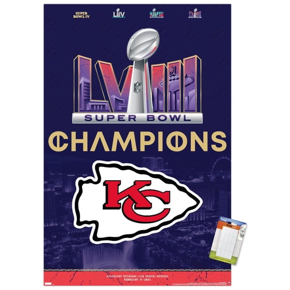 NFL Kansas City Chiefs - Super Bowl LVIII Team Logo Wall Poster, 14.725" x 22.375"