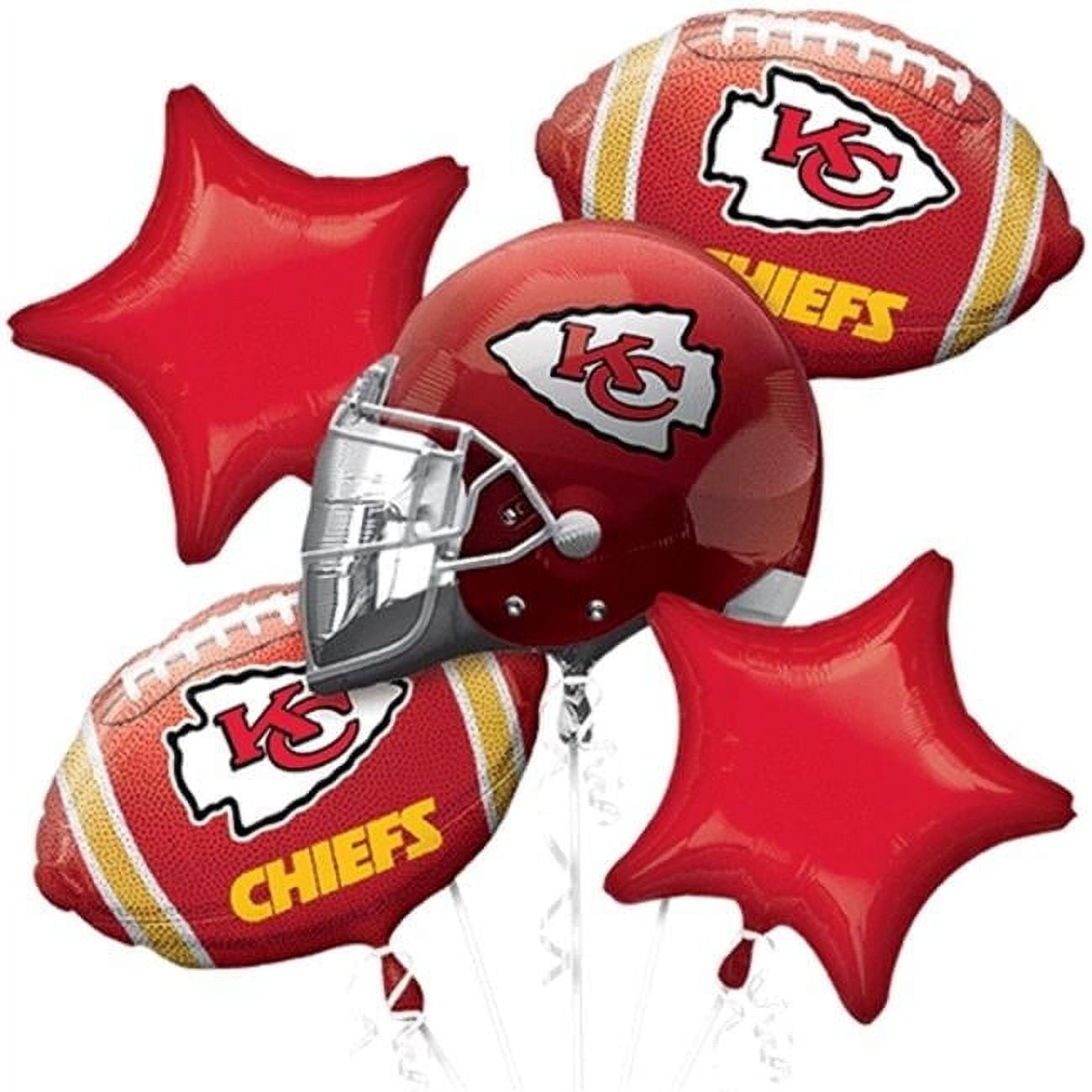 Kansas City Chiefs Team Football Bouquet 5pc Foil Balloons, Red Gold White