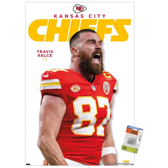 NFL Kansas City Chiefs - Travis Kelce Feature Series 24 Wall Poster with Push Pins, 22.375" x 34"