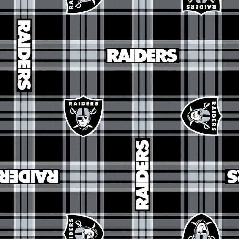 NFL Las Vegas Raiders 58" 100% Polyester Fleece Sports Logo Fabric By the Yard, Black and Gray