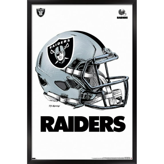 NFL Las Vegas Raiders - Drip Helmet 20 Wall Poster, 22.375" x 34", Framed
