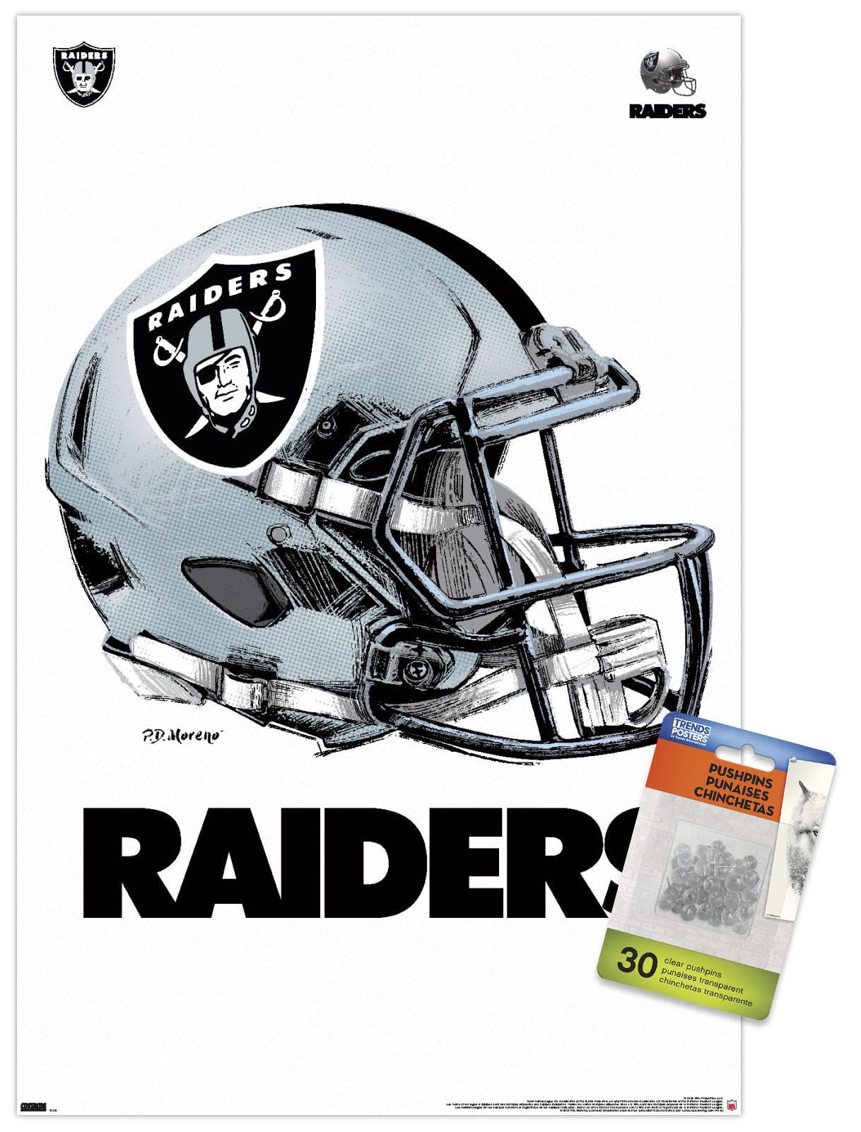 NFL Las Vegas Raiders - Drip Helmet 20 Wall Poster with Push Pins, 14.725" x 22.375"