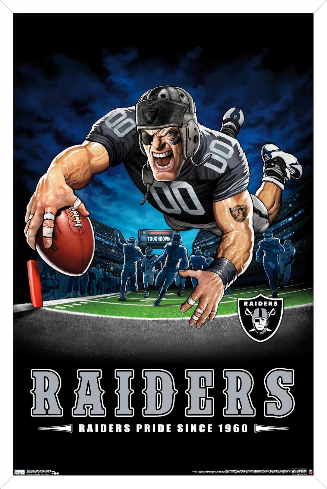 NFL Las Vegas Raiders – Helmet 20 Wall Poster, 14.725 x 22.375, Framed 