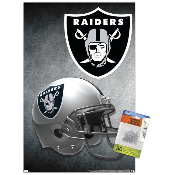 NFL Las Vegas Raiders – Helmet 20 Wall Poster with Push Pins, 14.725" x 22.375"