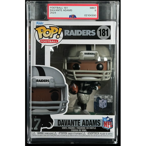 NFL Las Vegas Raiders, PSA Graded 9 MINT, Davante Adams Collectible Vinyl Figure #181, Fully Encapsulated Bundle with Compatible Funko Pop! PSA Hard Protector Case
