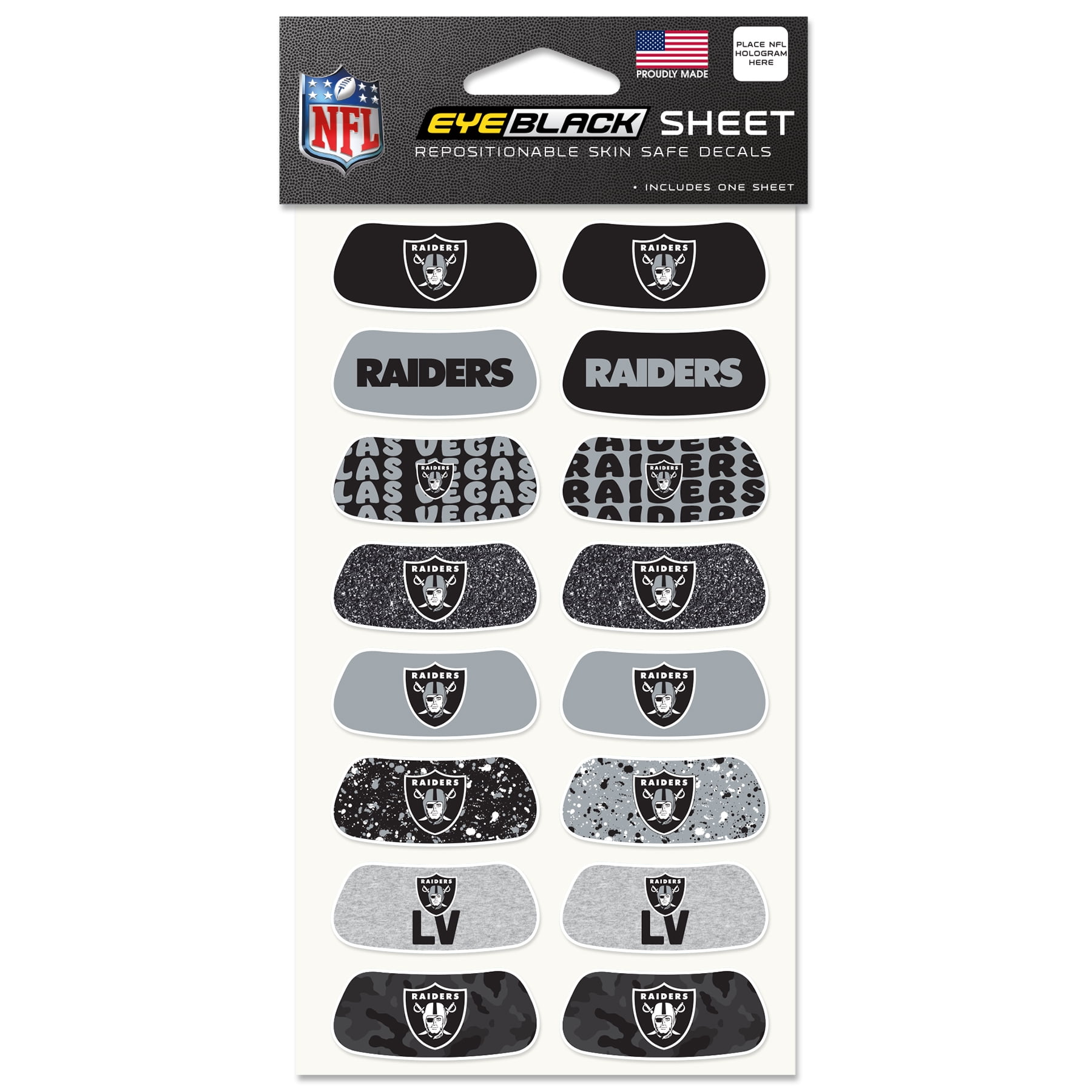 NFL Las Vegas Raiders Team 8 Pack Eye Black - Walmart