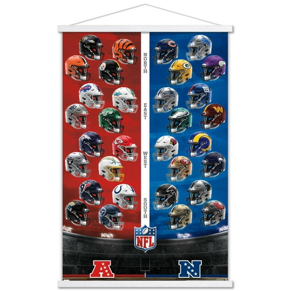 NFL League - Helmets 22 Wall Poster with Magnetic Frame, 22.375" x 34"