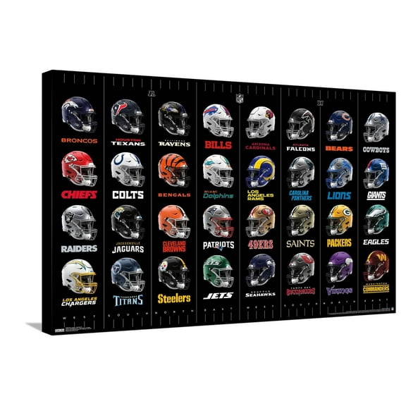 NFL League - Helmets 24 Canvas Wall Poster, 22.375" x 34"