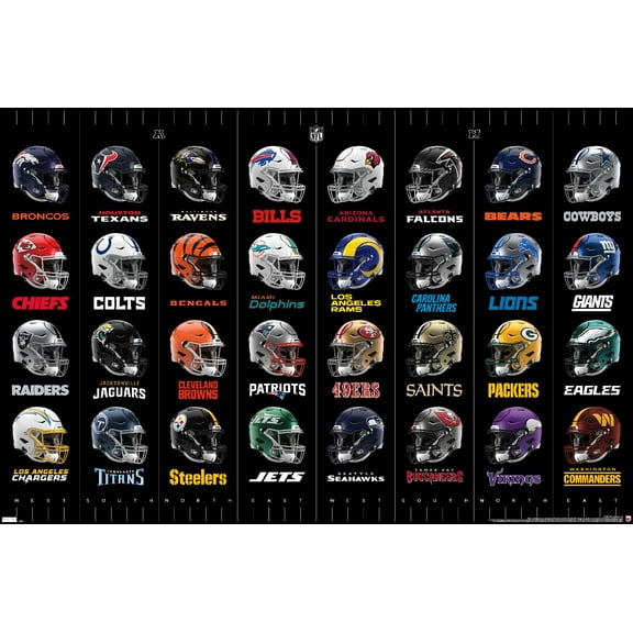 NFL League - Helmets 24 Wall Poster, 22.375" x 34"