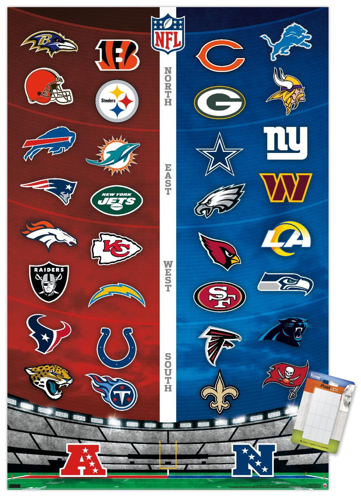 NFL League Logos 22 Wall Poster, 14.725" x 22.375"