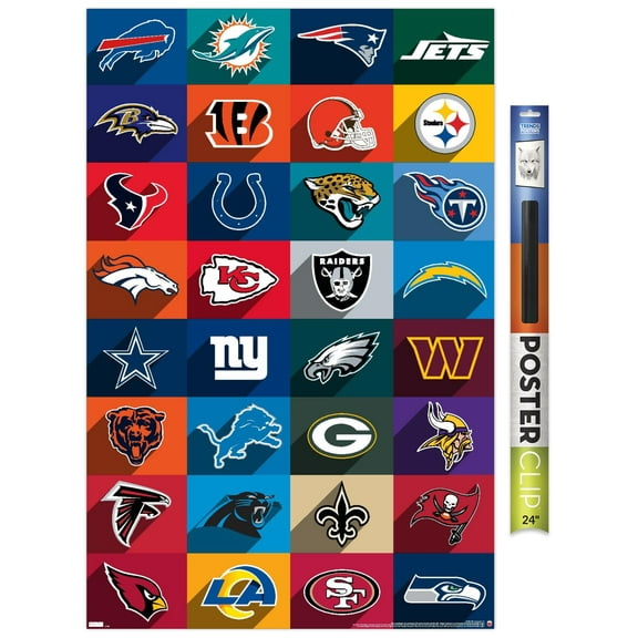 NFL League - Logos 24 Wall Poster, 22.375" x 34"
