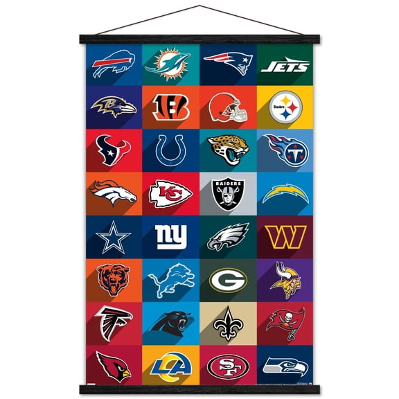 NFL League - Logos 24 Wall Poster with Magnetic Frame, 22.375" x 34"