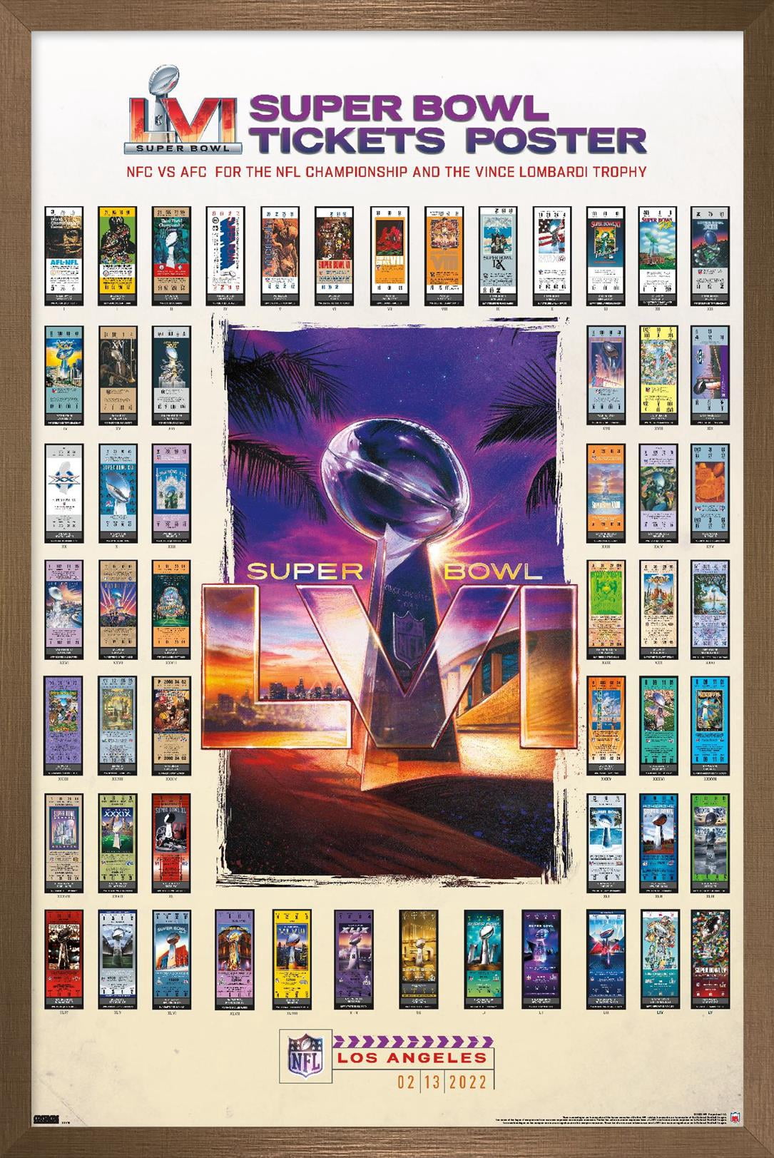 NFL League - Super Bowl LVI - Tickets Wall Poster, 22.375" x 34" Framed