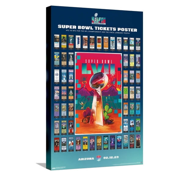 NFL League - Super Bowl LVII Ticket Collage Canvas Wall Poster, 14.725" x 22.375"