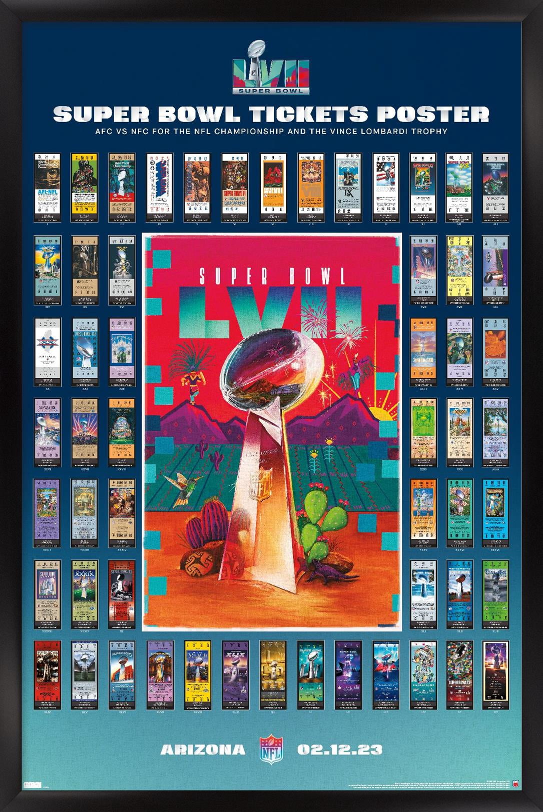 NFL League - Super Bowl LVII Ticket Collage Wall Poster, 14.725" x 22.375" Framed