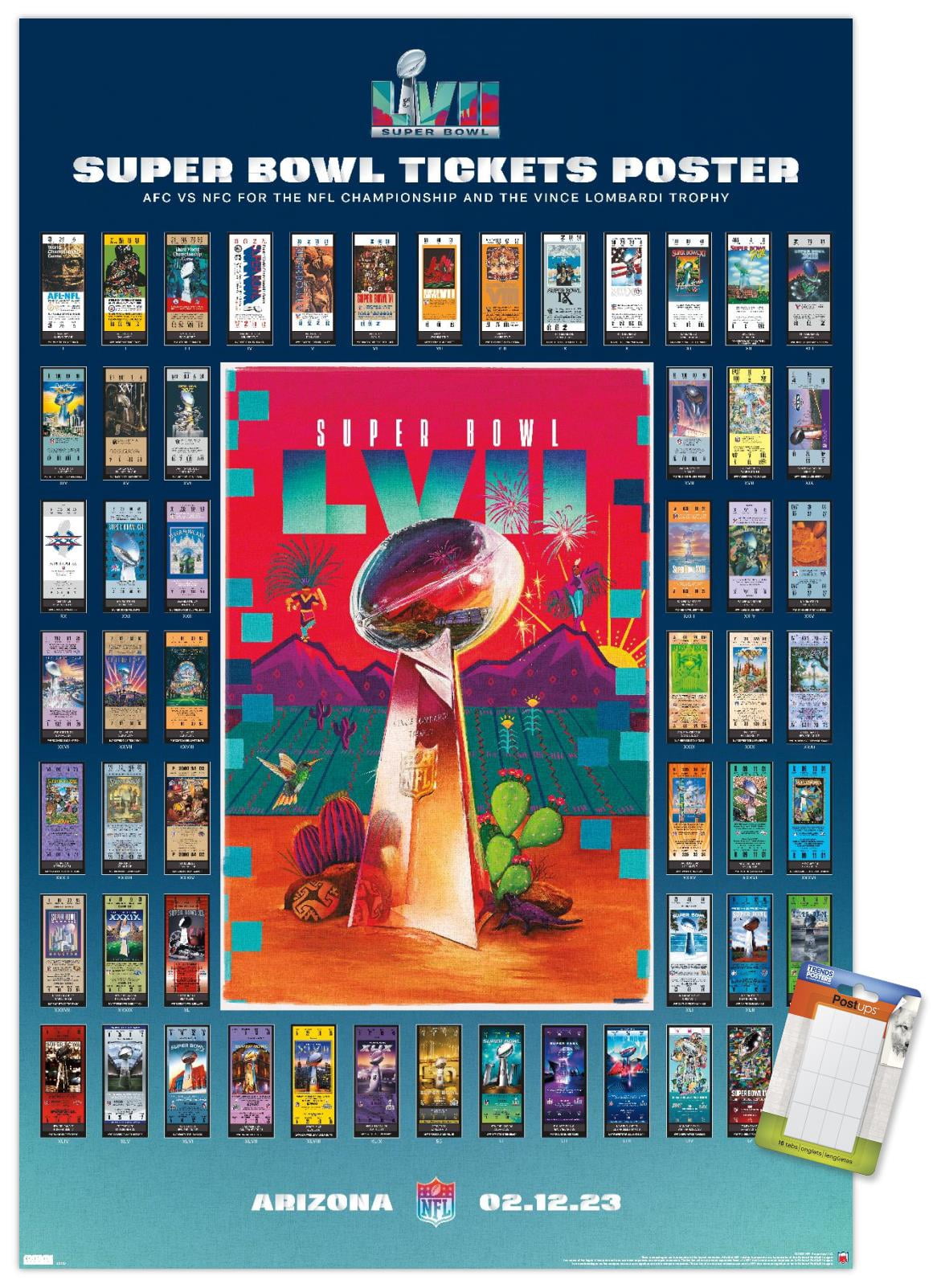 NFL League - Super Bowl LVII Ticket Collage Wall Poster, 14.725" x 22.375"
