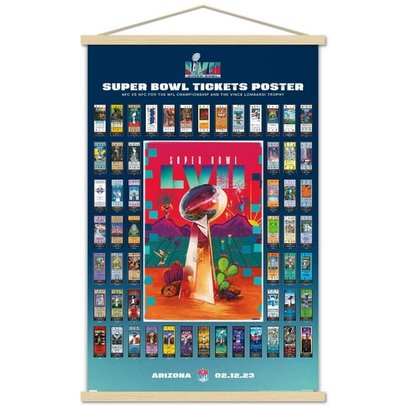 NFL League - Super Bowl LVII Ticket Collage Wall Poster with Magnetic Frame, 22.375" x 34"