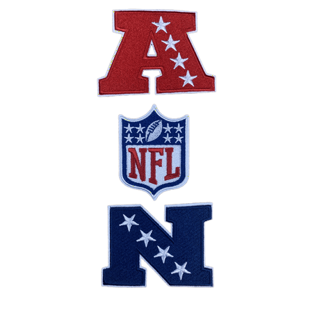 NFL Logos, AFC & NFC Logo Embroidered Iron-on Patches set of 3