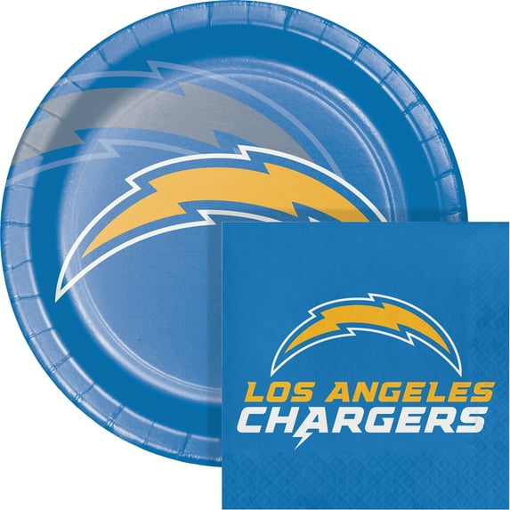NFL Los Angeles Chargers 9" Paper Plate and 6.5" Napkin Party Kit 48 Count