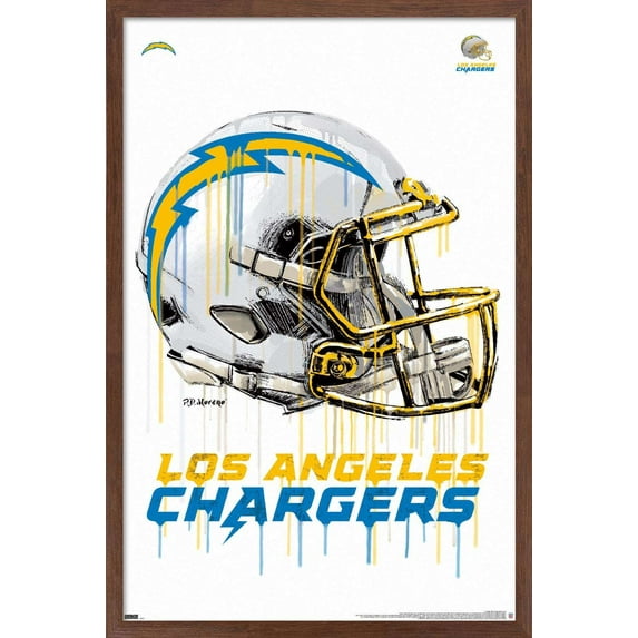 NFL Los Angeles Chargers - Drip Helmet 20 Wall Poster, 14.725" x 22.375", Framed