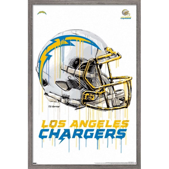NFL Los Angeles Chargers - Drip Helmet 20 Wall Poster, 14.725" x 22.375", Framed